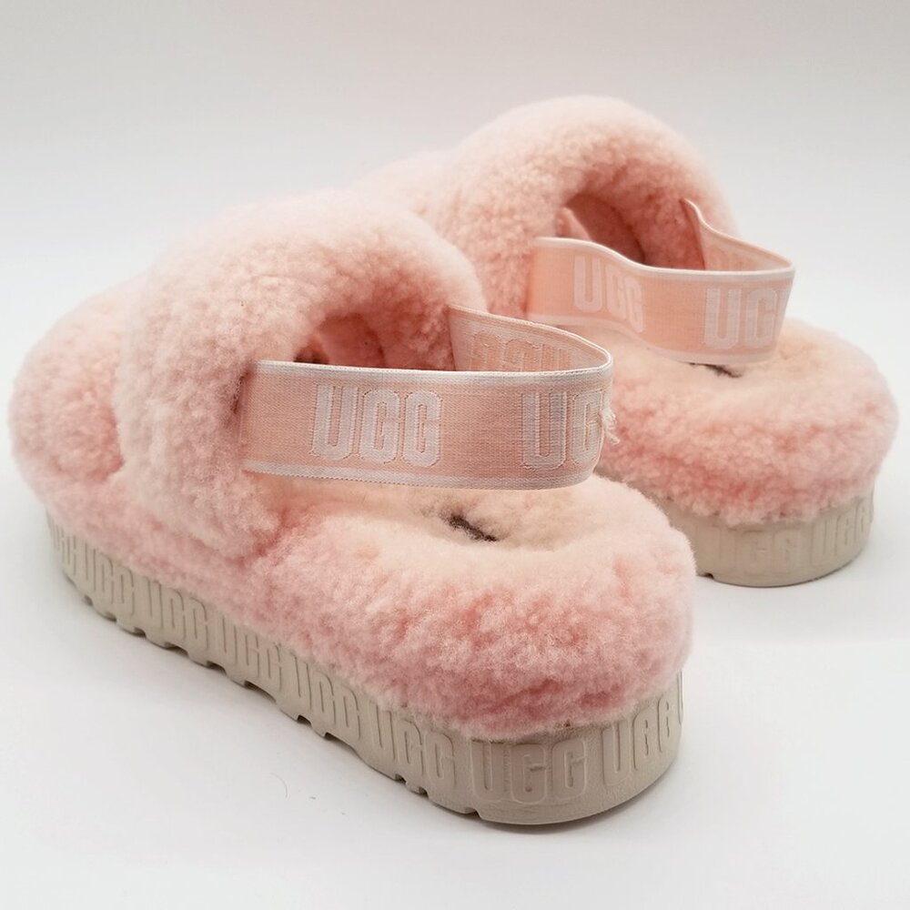 UGG Women's 9 Oh Fluffita Platform Slip On Sheepskin Sherpa Sandal in Pink $110 - Picture 10 of 16